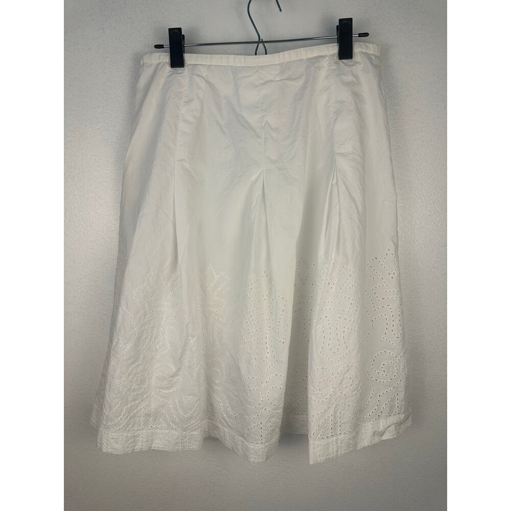Talbots Women's white A-line skirt pleated eyelet embroidery cotton Size 6 - Picture 3 of 6